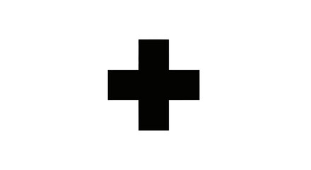 Obraz premium Simple Black Medical Cross Symbol on White Background