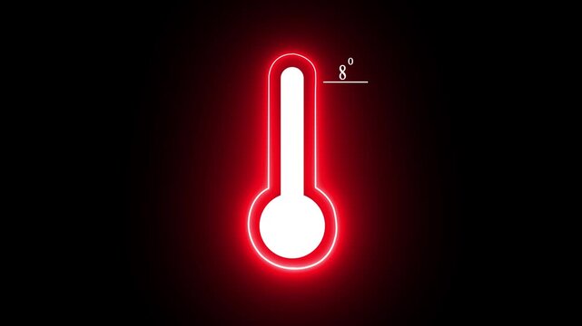 Thermometer animation. Rise in temperature. Measurements 8 of temperature and  or human body. 4K video with  channel