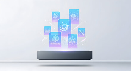 Illustration of hovering flat screen display