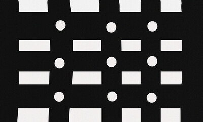 Fototapeta premium Geometric pattern composed of dots and rectangles on a black background