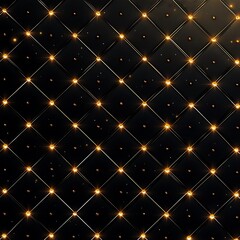 Fototapeta premium Black and gold luxurious seamless quilted background with many glowing golden button studs and glitter