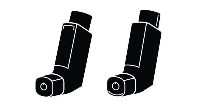 Two black silhouette inhalers against a white background medical equipment