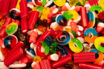 Assorted colorful gummy candies. Jelly  sweets.