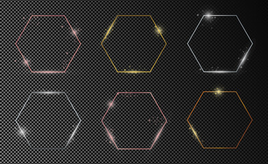 Set of six hexagon frames