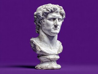 Obraz premium white marble bust of leader isolated on a red background