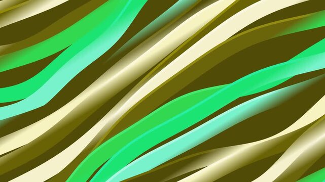 Abstract Green and Gold Wavy Lines Background.