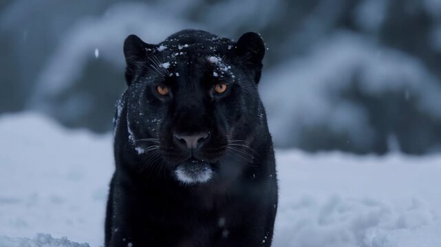 Black Panther in Snow Close Up &ndash; Cinematic Wildlife 4K