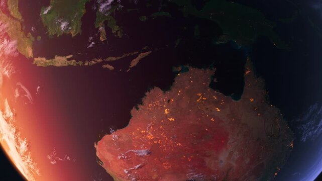 Oceania, Australia and New Zealand from Space at Sunset. Planet Earth From Space. Globe