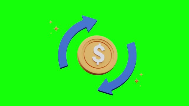 3D Recurring Payment and Financial Subscription Icon on Green Screen