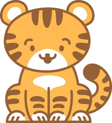 Fototapeta premium Tiger baby sit. Smiling face animal child