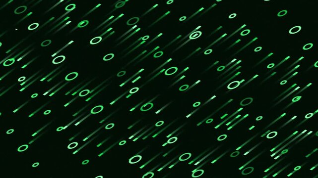 Abstract green digital rain effect on a dark background, resembling a data stream or matrix code.