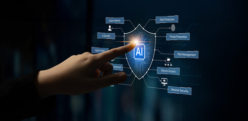 AI cybersecurity safeguards systems with encryption, access control, and AI secure data flow....