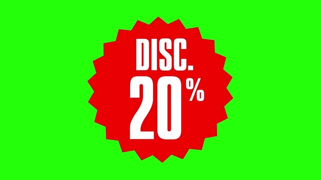 red sale label animation discount 20 percent
