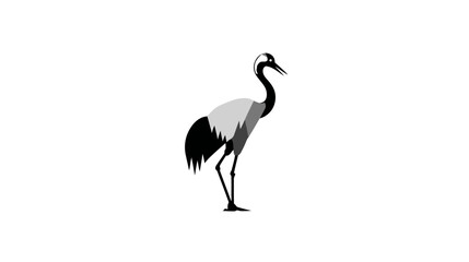 Obraz premium Monochrome depiction of a long-legged bird in profile, with a minimalist design against a white background