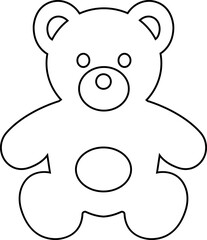 Fototapeta premium teddy bear vector with cute toy silhouette and outline icons, baby nursery plush mascot symbol isolated on transparent background, editable minimalist design