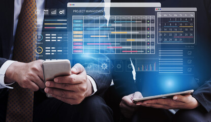 Smart project management dashboard visualizes timelines, monitors progress, and enhances workflow...