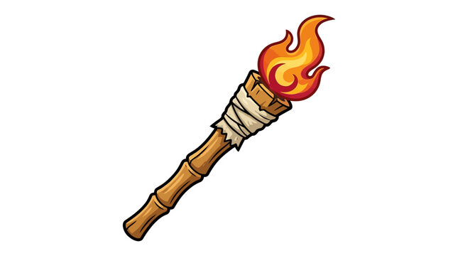 A lit torch with a bright flame, ready to light the way