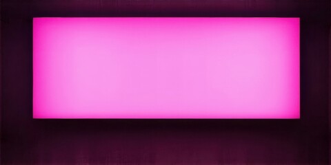 Fototapeta premium Bright pink rectangle centered on black background. Soft glow surrounds shape, creating visual contrast. Simple, modern aesthetic.