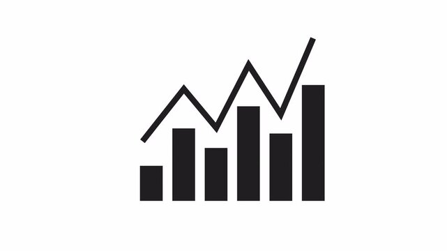 Minimalist bar chart and line graph animation showing financial growth and market data analysis for business presentation