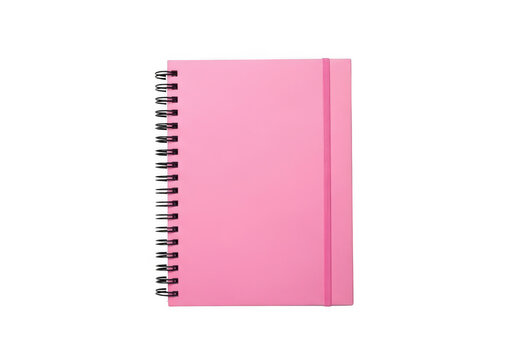 Spiral-bound pink notebook with a pastel cover and metallic accents on the spine isolated on transparent background Png, PNG, png