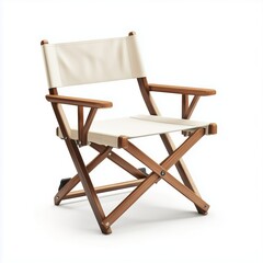 Simple Wooden Chair With Black Fabric Seat and Arms in Studio Setting