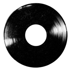 Vintage vinyl record isolated isolated on a transparent background , black and white Old CD .