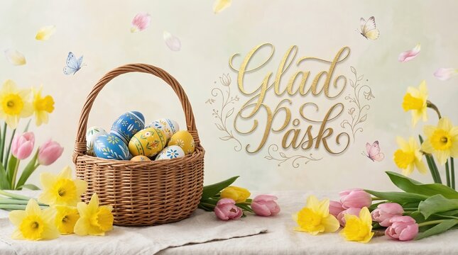 Swedish Easter Greeting with Elegant &ldquo;Glad P&aring;sk&rdquo; Lettering