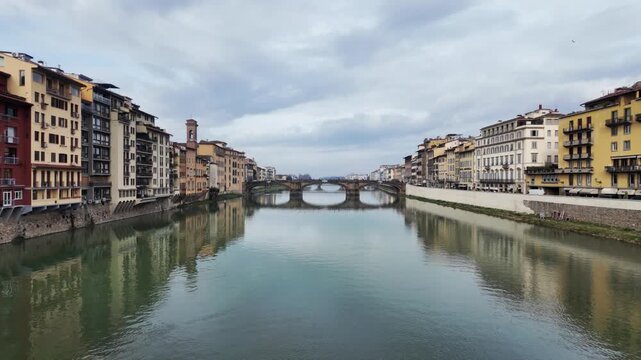 Holy Trinity Bridge (Ponte Santa Trinita) in Florence Italy is a Renaissance bridge designed by Michelangelo and Ammannati