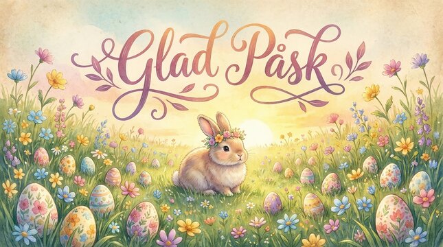 Swedish Easter Greeting with Elegant &ldquo;Glad P&aring;sk&rdquo; Lettering