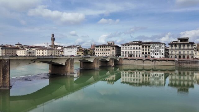 Holy Trinity Bridge (Ponte Santa Trinita) in Florence Italy is a Renaissance bridge designed by Michelangelo and Ammannati