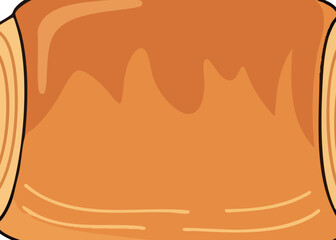 Illustration of a pancake with syrup on a plate.