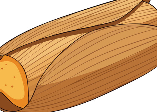 Illustration of a wooden cigar or cigar-shaped object with detailed texture.