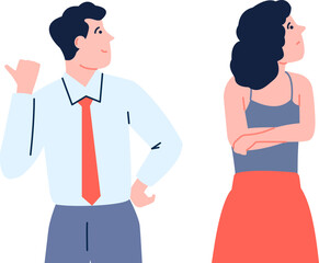 Obraz premium Negative gesturing characters. Disagreement in couple and negative behavior