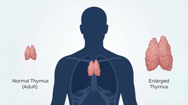 Adult Normal and Enlarged Thymus Gland Comparison