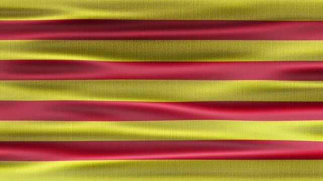Catalonia flag waving in the wind with high quality fabric texture