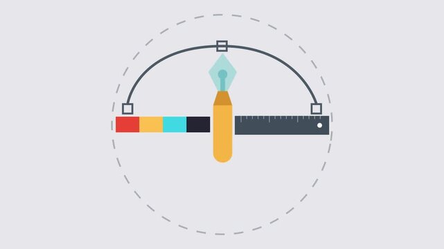 Creative Digital Design Tools: Illustration depicting essential tools for graphic design, perfectly capturing the core elements of the digital creation process.