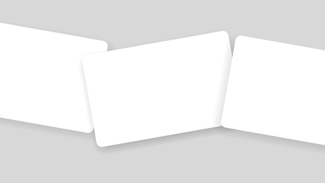 Rounded Business Card Mockup with Soft Shadow &ndash; Blank White Visiting Card, RFID Card and Hotel Door Access Control Key Card 3D Render Template