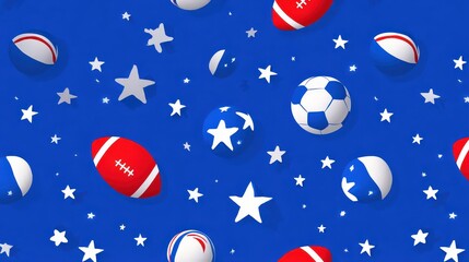 Naklejka premium Super Bowl and American Football Game Day Sports Pattern Background