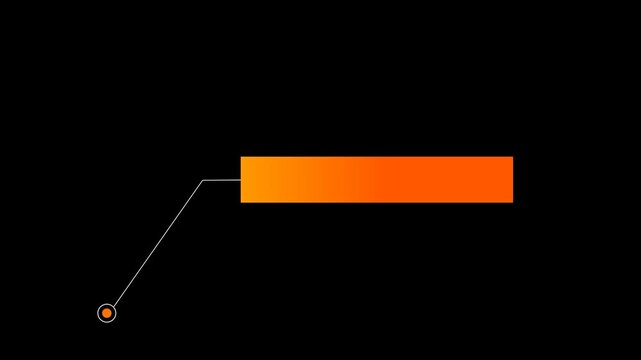 Animated orange gradient callout tag with line pointer and blank banner Product feature callout pointer animation