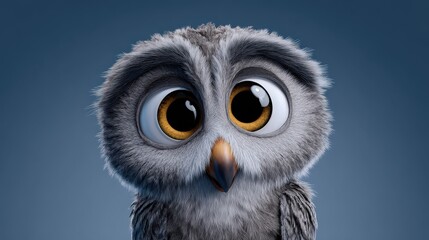 Obraz premium Cute 3D Animated Owl Character with Big Expressive Eyes