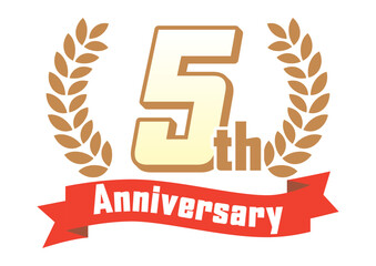 月桂樹とリボンの5周年アイコン