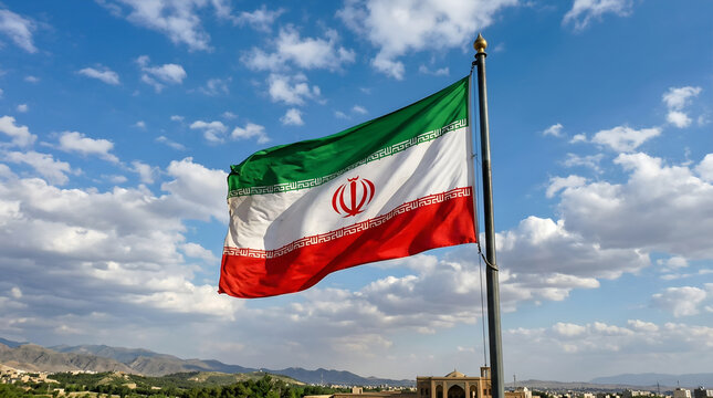 Iran flag waving green white red