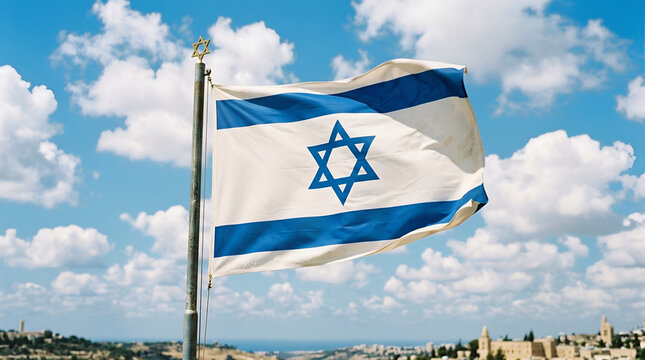 Israel flag star of david blue white