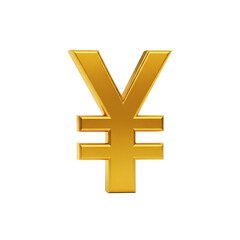 Obraz premium Golden chinese yuan symbol isolated on transparent background