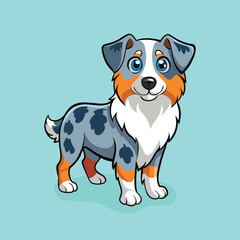 Obraz premium Cute cartoon australian shepherd dog illustration