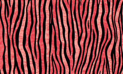 Red and black zebra stripe seamless pattern. Abstract animal print background for textile design, fashion fabric, wallpaper, wrapping paper and modern decorative surface pattern. © Bediha Duru Öksüz