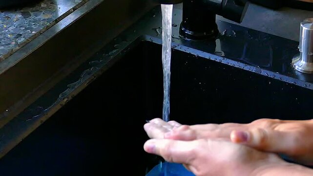 Washing Hands. Cleaning Hands. Hygiene. Slow Motion Video Footage 
