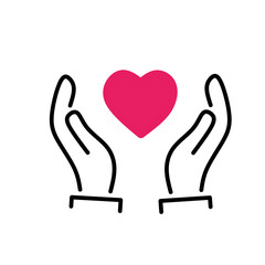Obraz premium Hands Protecting Heart Icon. Love and Care Concept