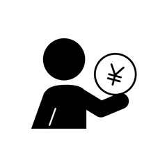 キャッシュバックを受け取っているイメージの人型アイコン