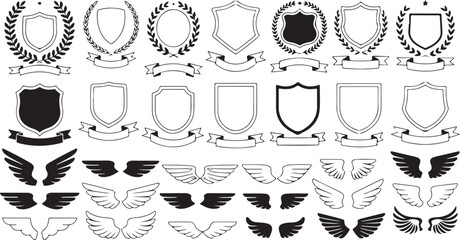 heraldry badges shields wreaths wings symbols
